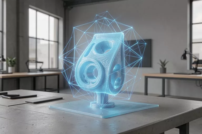 Text-to-3D AI generative design prototyping in a modern studio