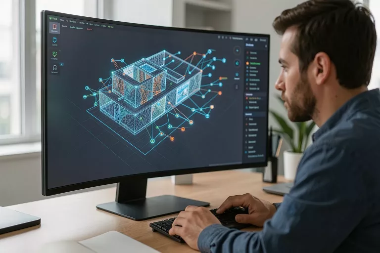 AI copilot assisting an architect with a parametric 3D building model