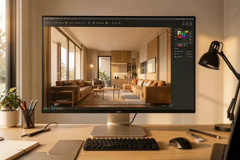 AI neural rendering generating a photoreal interior visualization in real time