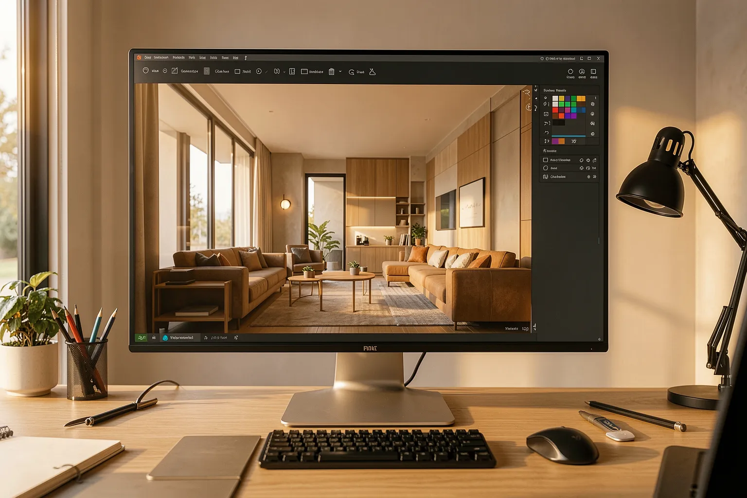 AI neural rendering generating a photoreal interior visualization in real time